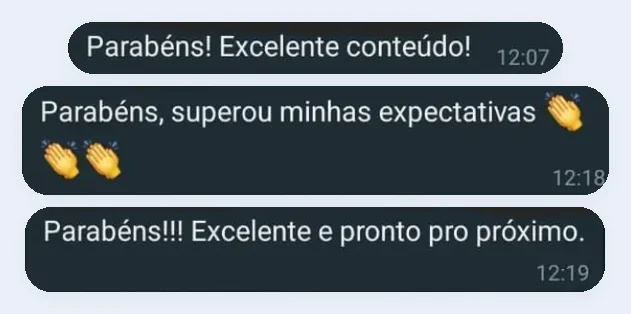Print de depoimento: “Superou minhas expectativas”